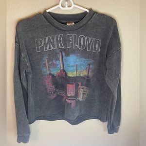 Pink Floyd Cropped Raw Hem Sweater